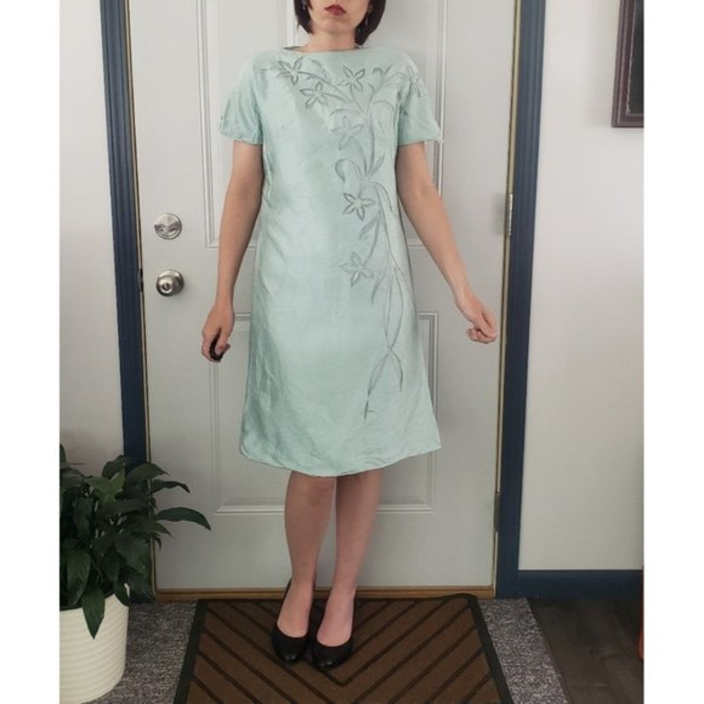 60s Blue Taffeta Dress‎